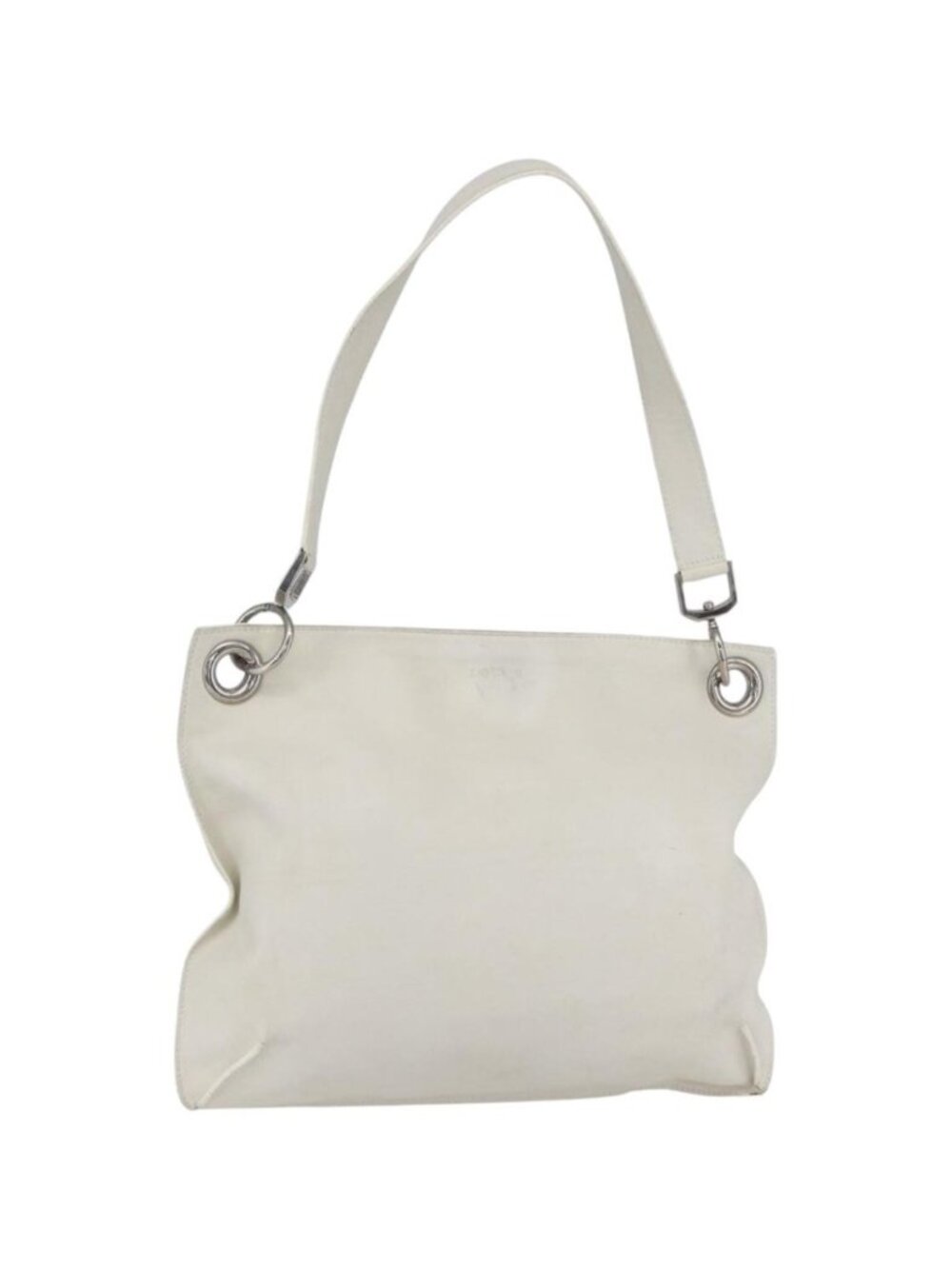 LOEWE Shoulder Bag Leather White Silver